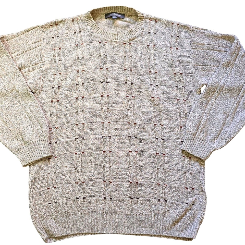 Croft & Barrow Men's Size L Sweater Made in USA Speckled Cotton Blend Vintage